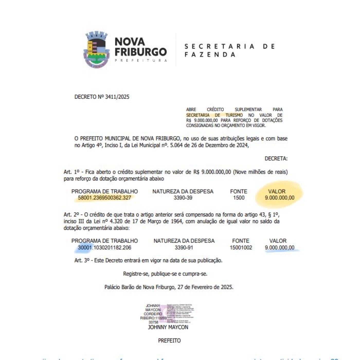 1 - Decreto e fonte que mostram remanejamento da Saúde para o Turismo (3)