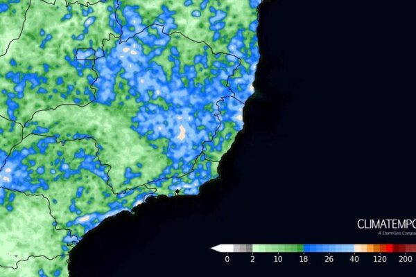 Acumulado de chuva previsto para o Estado do Rio de Janeiro - Imagem de satélite - Fonte Climatempo