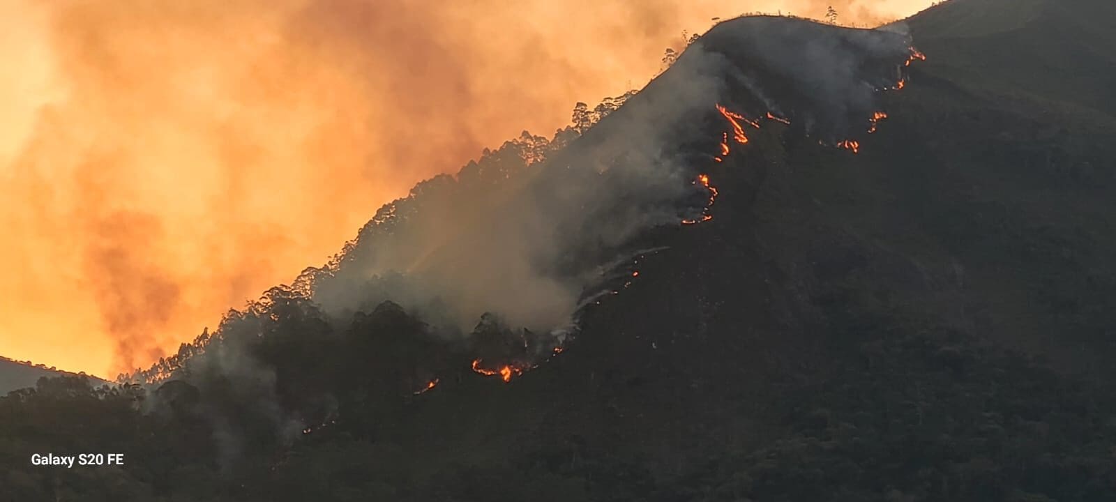 Grande incêndio toma conta do Morro da Cruz em Nova Friburgo - Imagens cedidas pelo perfil Black Boys Delivery
