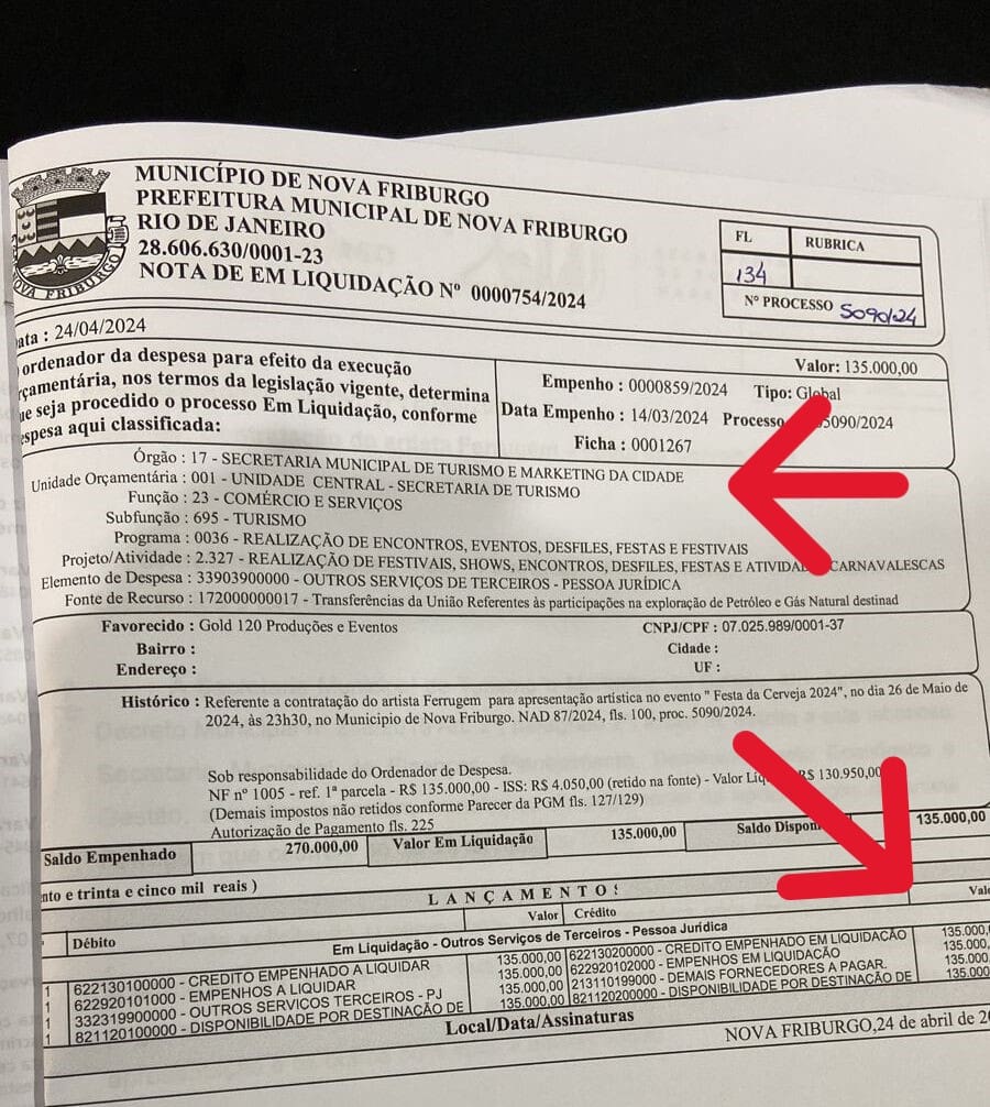 Documento enviado pela Secretaria de Turismo de Nova Friburgo
