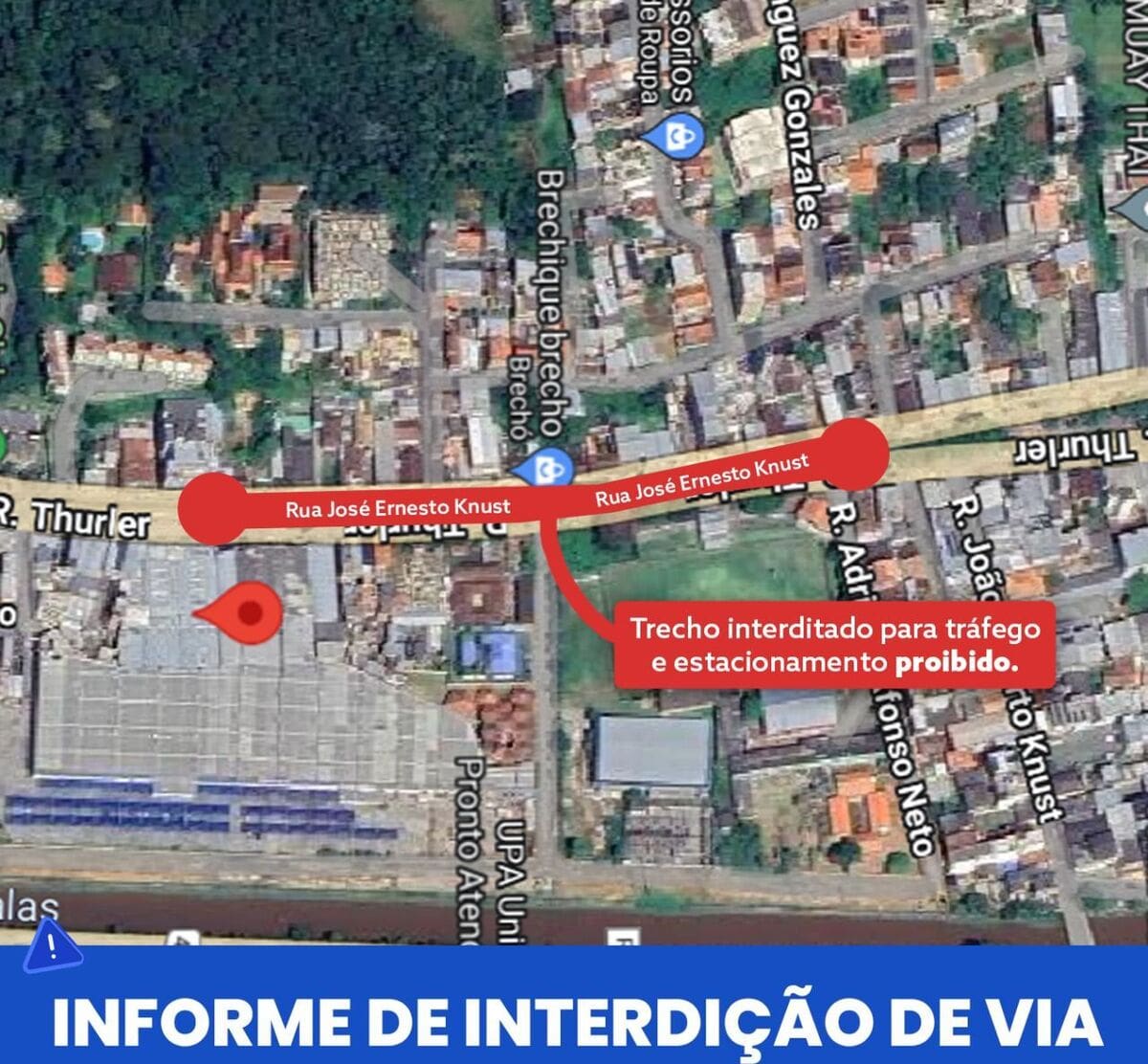 Interdição Rua Jose Knust em Conselheiro Paulino