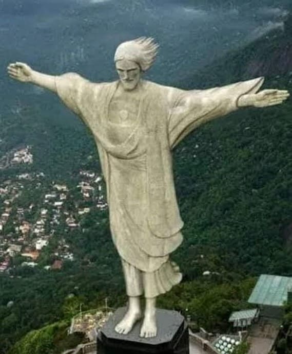 Montagem de Cristo Redentor alerta sobre aviso de ventania no Rio de Janeiro