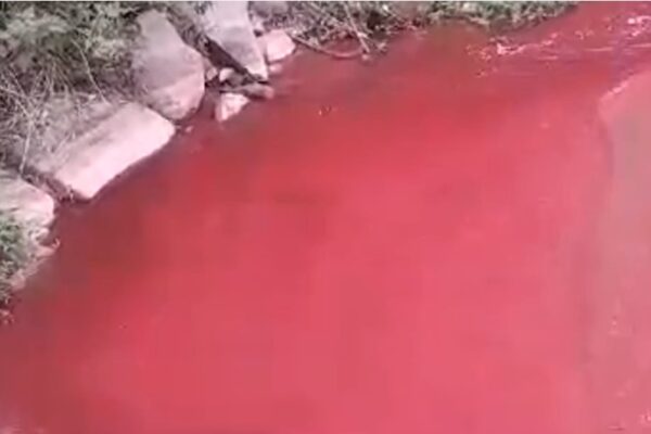 Rio vermelho chama atenção de moradores de Nova Friburgo