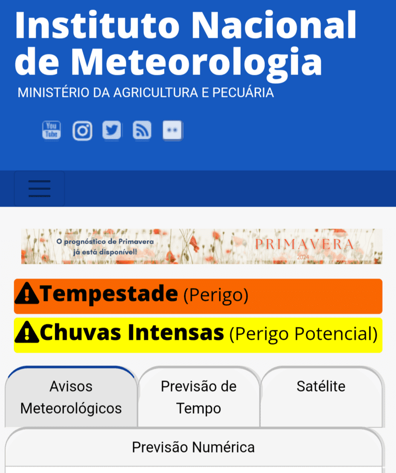 Aviso do INMET alerta para tempestades e chuvas intensas para Rio de Janeiro, Nova Friburgo e região serrana