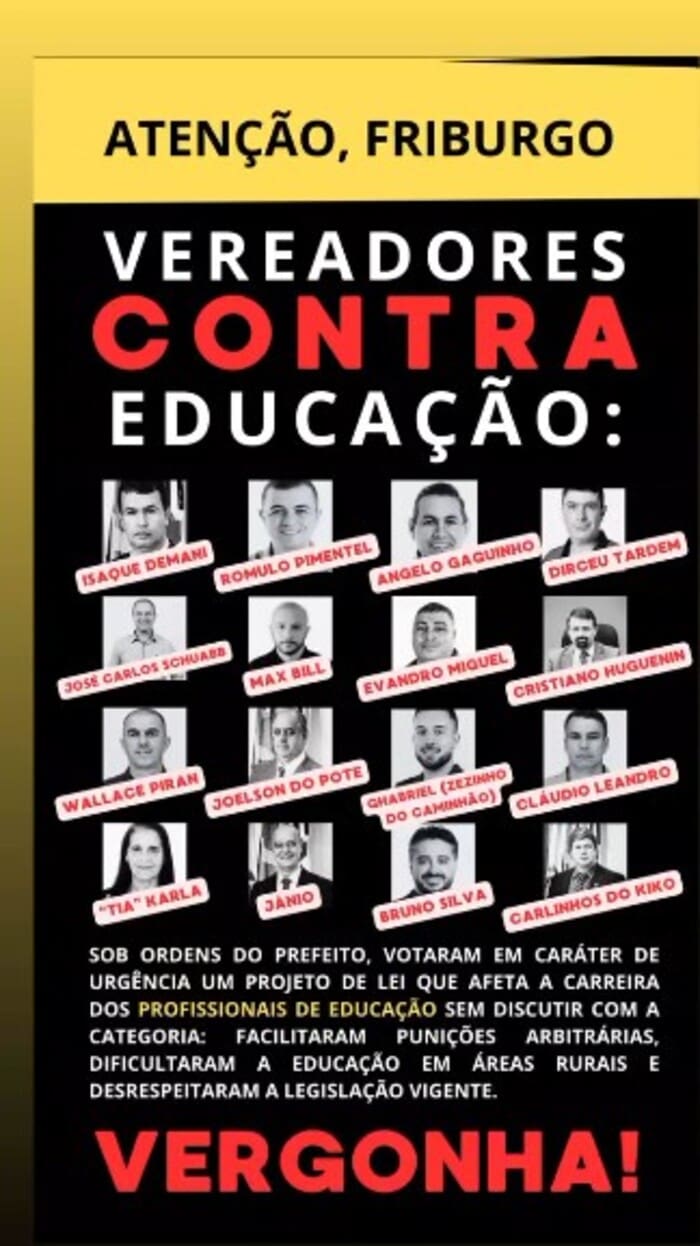 Vereadores de Nova Friburgo aprovaram projeto do Prefeito Johnny Maycon que pode reduzir direitos dos educadores do município