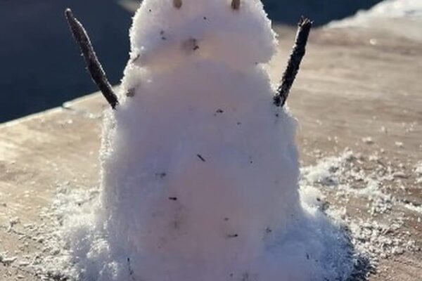 Boneco de neve em meio à geada intensa no Itatiaia