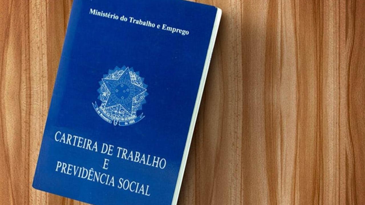 Carteira de Trabalho e Previdência Social sobre fundo de madeira.