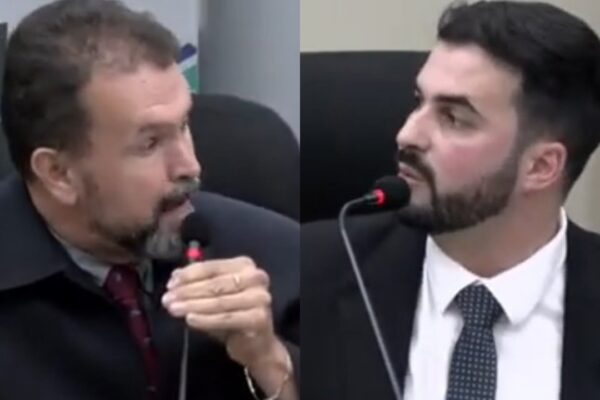 Deputados Isaque Demani e Marcos Marins em debate legislativo.