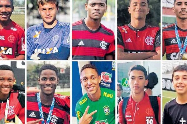 Foto das vítimas do incêndio no Ninho do Urubu, um centro de treinamento do Flamengo.