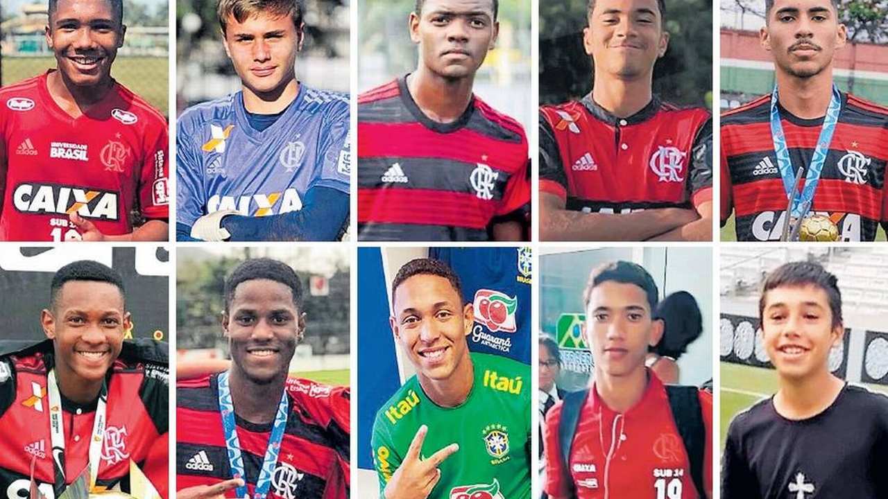 Foto das vítimas do incêndio no Ninho do Urubu, um centro de treinamento do Flamengo.