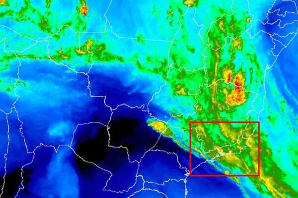 Imagem de satélite mostra áreas de instabilidade e alerta de perigo no Rio de Janeiro e região.