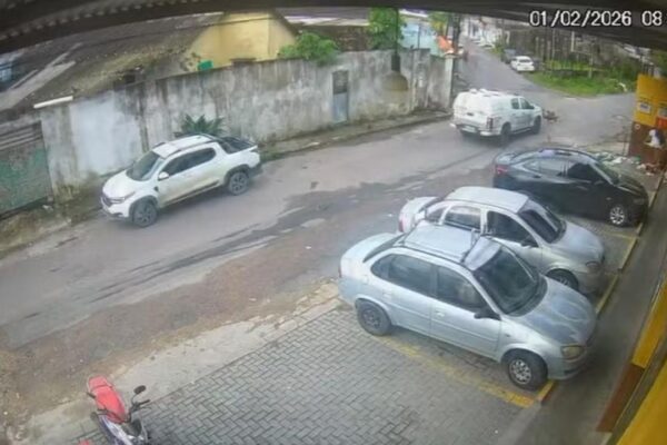 Imagem de viaturas e carros estacionados em rua, possivelmente relacionada a investigação de atropelamento de cães.