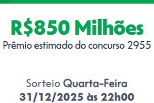 Mega da Virada 2025: Prêmio estimado de R$850 milhões