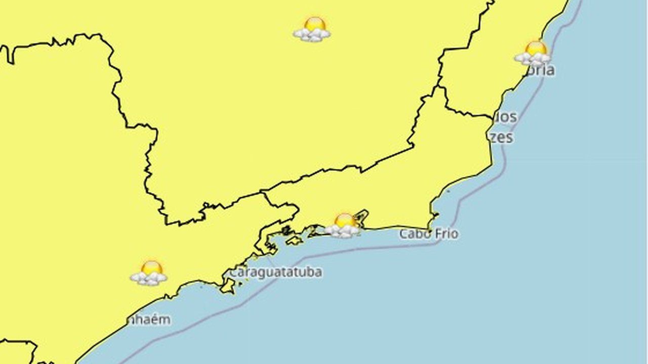 Previsão do tempo no Rio de Janeiro: sol com nuvens em várias cidades.