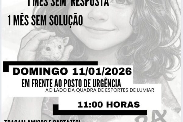 Protesto em Lumiar por Isadora, cobrando urgência e solução. Ato em frente ao posto de saúde.