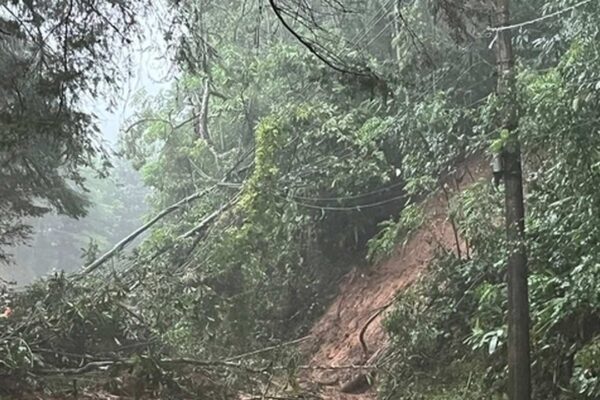 Queda de barreira na RJ-122 interdita meia pista.