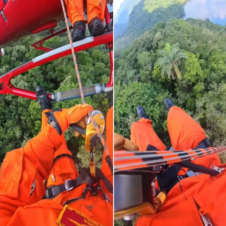 Resgate aéreo de homem após acidente com parapente em Petrópolis.
