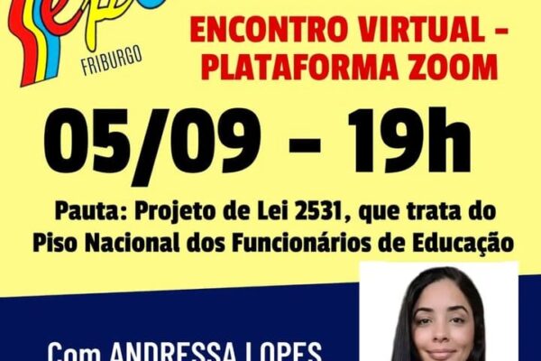Reunião virtual SEPE-NF sobre o Piso Nacional dos Funcionários de Educação.