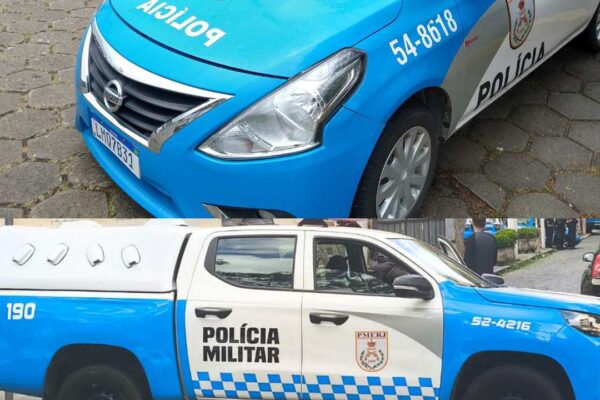 Viaturas da Polícia Militar do Rio de Janeiro em Nova Friburgo.