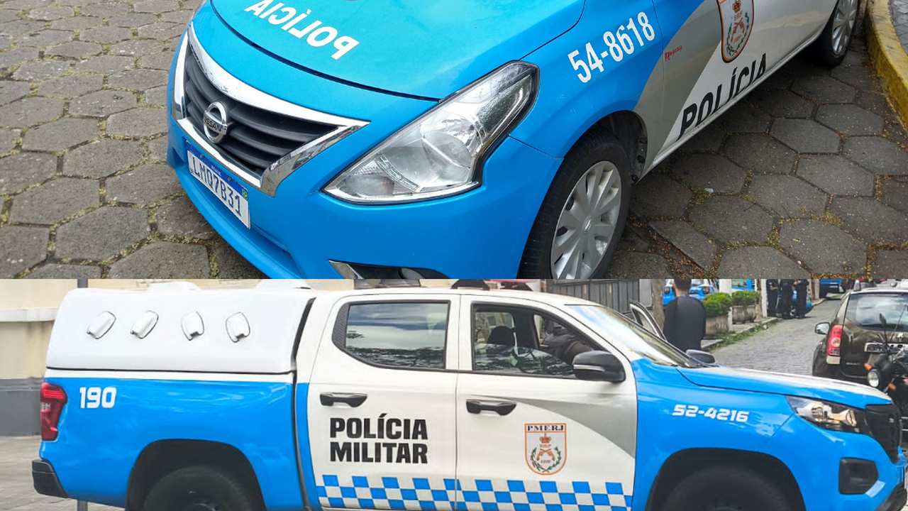 Viaturas da Polícia Militar do Rio de Janeiro em Nova Friburgo.