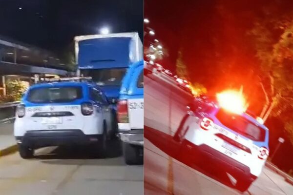 Viaturas da polícia no local de uma tentativa de sequestro.