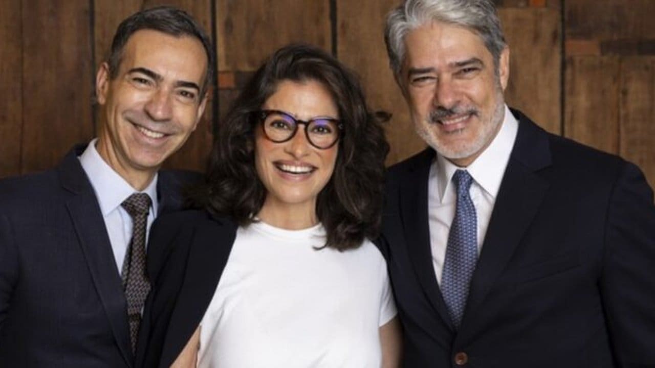 William Bonner, César Tralli e Renata Vasconcellos juntos