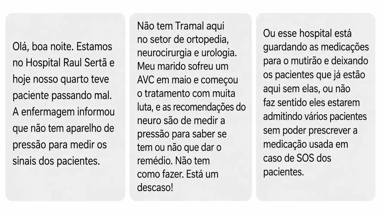 Leitora relata falta de medicamento no Hospital Raul Sertã