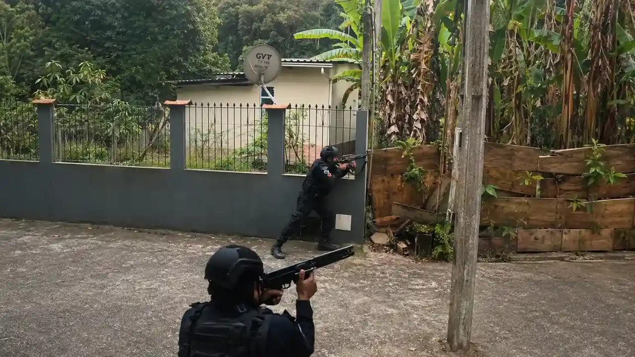 Viaturas da Polícia Militar mobilizadas durante operação em Bom Jardim