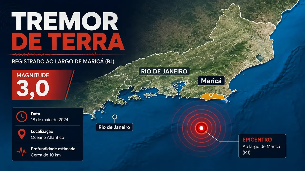 Imagem ilustrativa do litoral de Maricá, no estado do Rio de Janeiro, onde foram registrados dois tremores de terra de baixa magnitude.