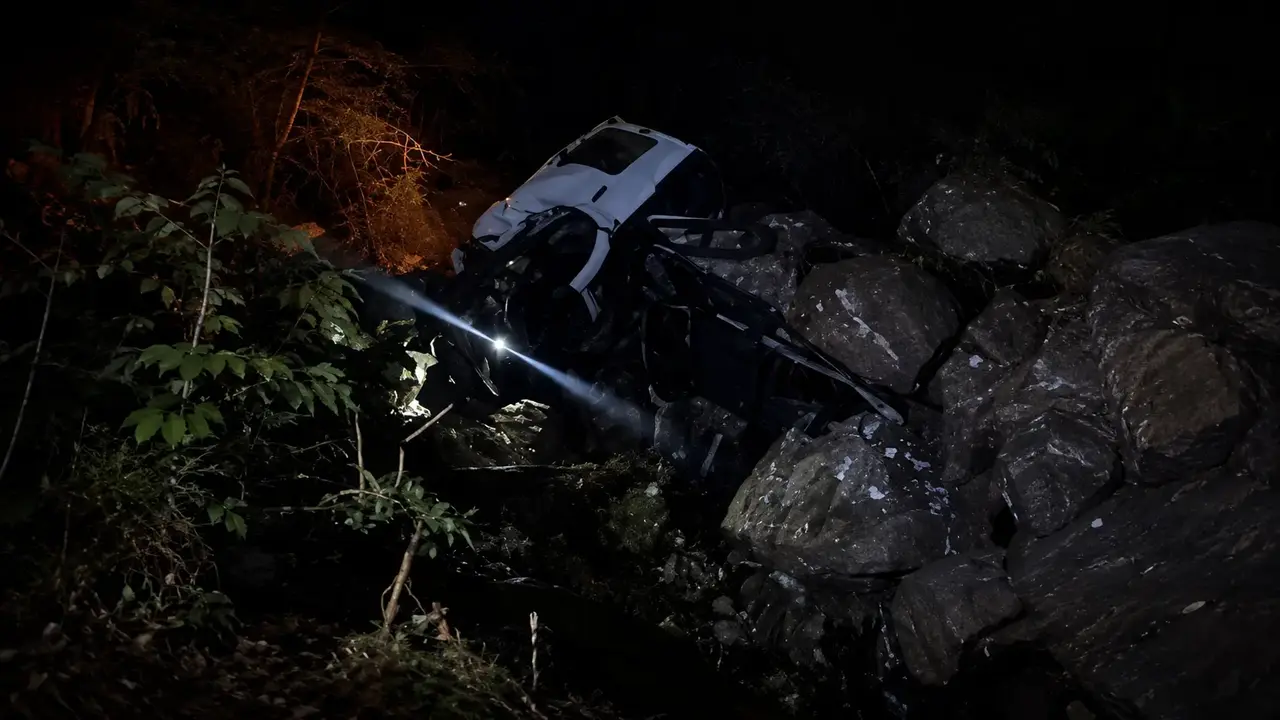 Motorista perde o controle e caminhão despenca em ribanceira em Sumidouro