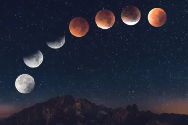 Eclipse lunar parcial observado durante a madrugada desta sexta-feira