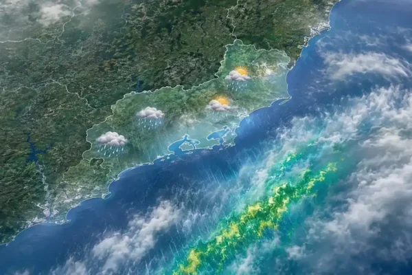Céu nublado sobre cidade do Rio de Janeiro durante período de instabilidade no tempo.