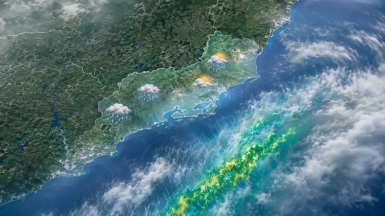 Céu nublado sobre cidade do Rio de Janeiro durante período de instabilidade no tempo.