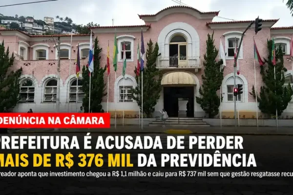 Vereador Marcos Marins apresenta denúncia na tribuna da Câmara sobre suposta perda de recursos do Fundo de Previdência de Nova Friburgo.