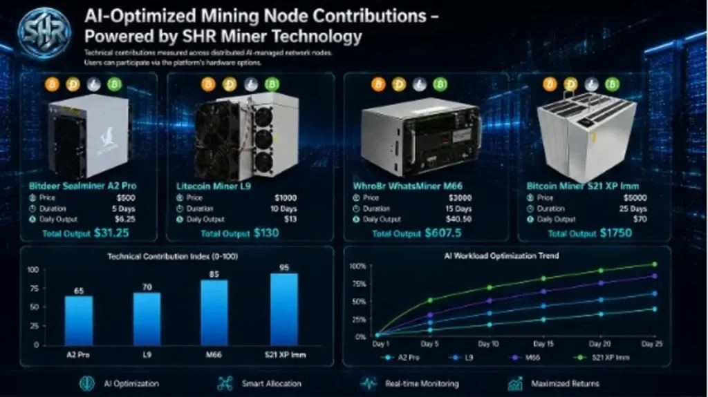 Infográfico compara quatro equipamentos de mineração de criptomoedas com tecnologia de inteligência artificial