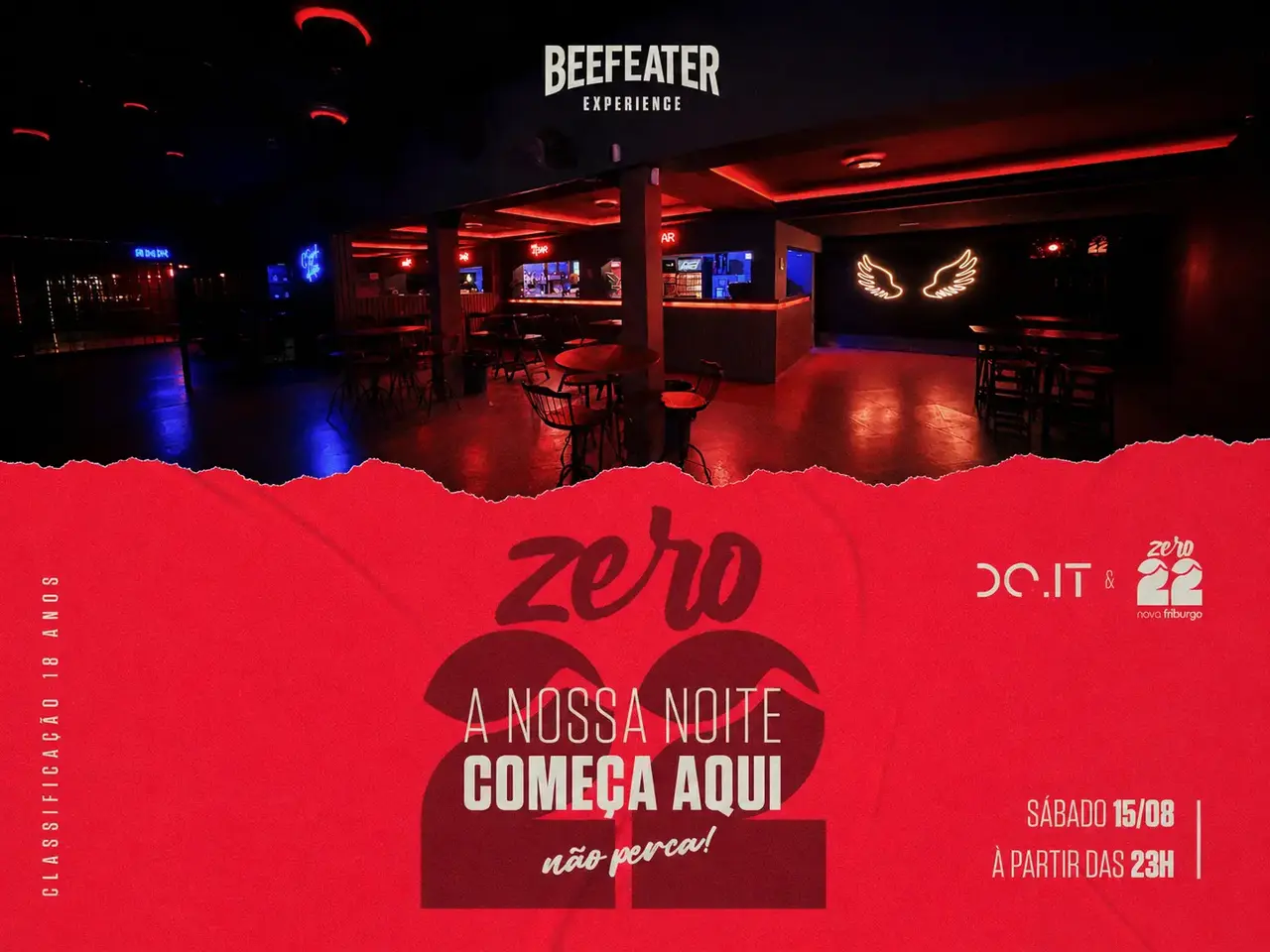 Interior do Zero22Club preparado para a Beefeater Experience