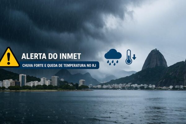 Alerta do Inmet: chuva forte e queda de temperatura no Rio de Janeiro (RJ).