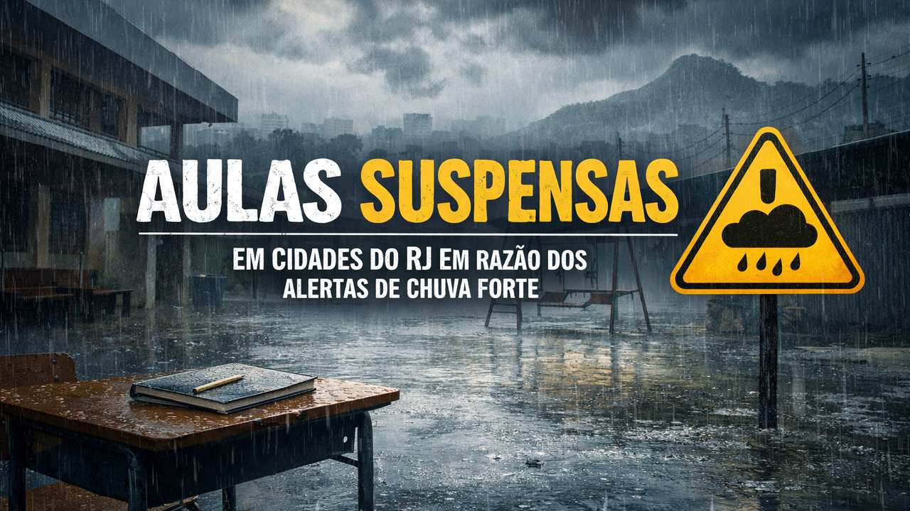Aulas suspensas em cidades do RJ devido a alertas de chuva forte