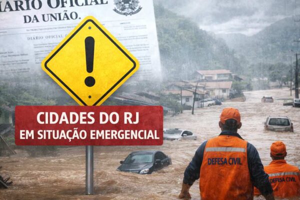 Cidades do RJ em situação de emergência após fortes chuvas e inundações.