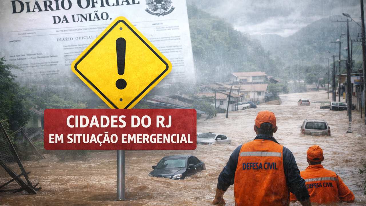 Cidades do RJ em situação de emergência após fortes chuvas e inundações.