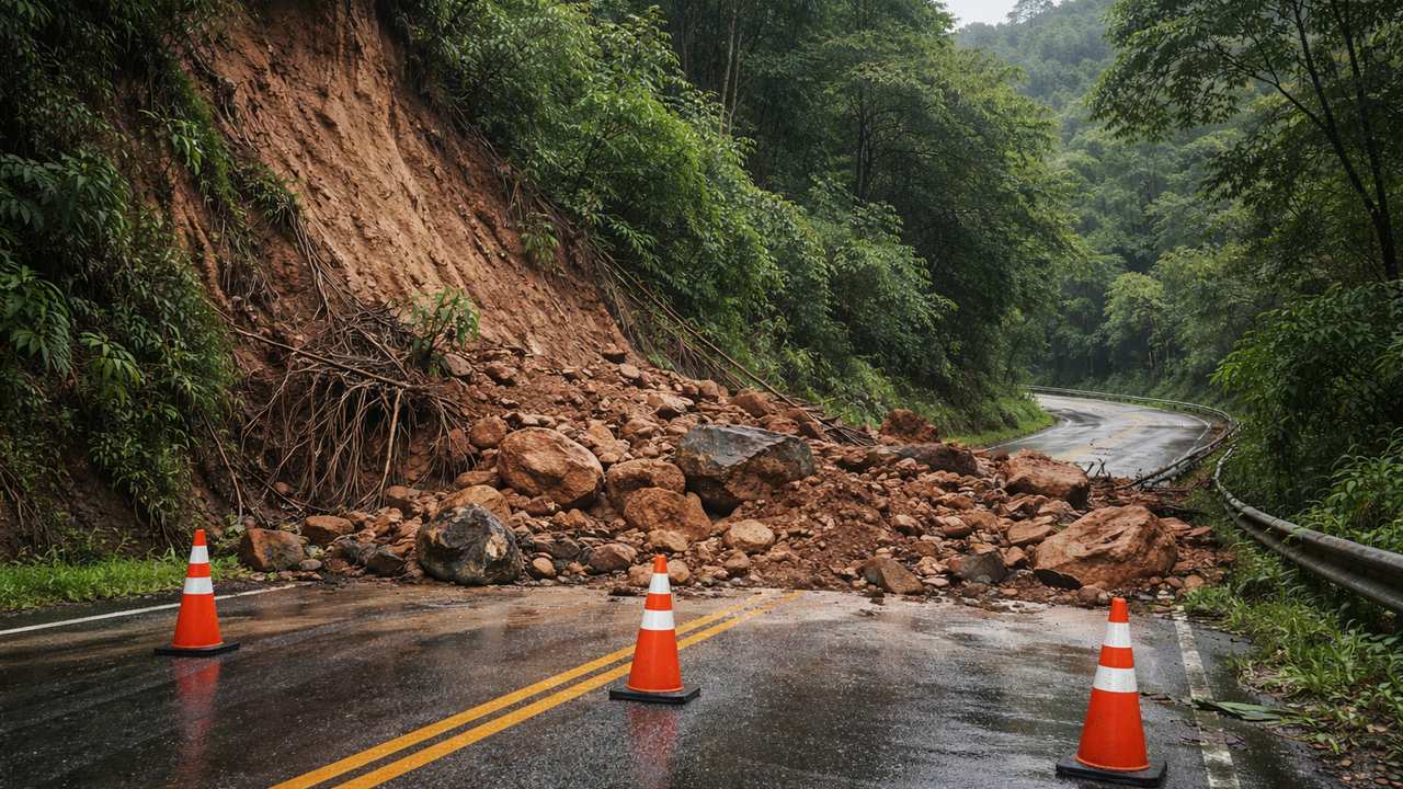Deslizamento bloqueia estrada entre Cambuci e São João do Paraíso