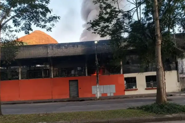 Fogo e fumaça assustam moradores próximos ao Estádio Eduardo Guinle
