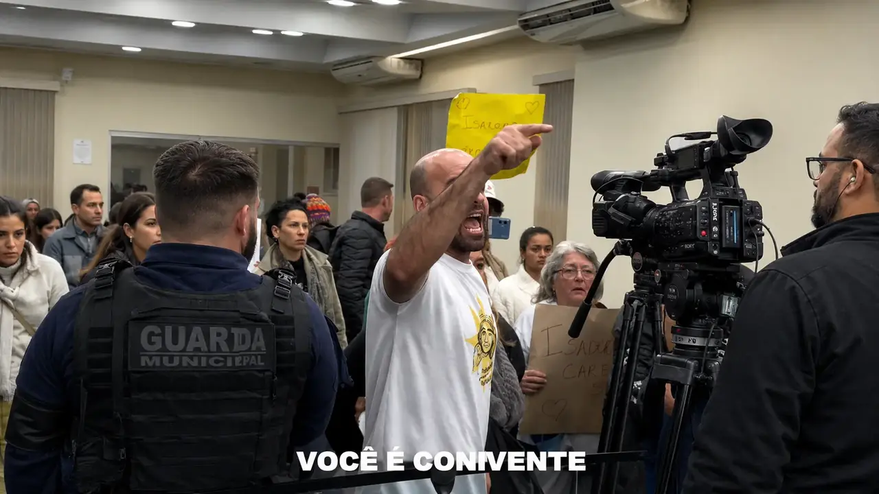 Sessão da Câmara de Nova Friburgo durante a votação do veto à homenagem para Isadora, de Lumiar.