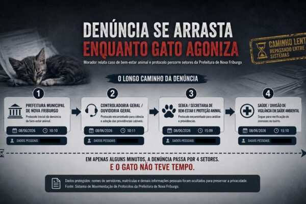 Conversa mostra morador tentando conseguir atendimento para um gato com feridas graves no bairro Tingly.