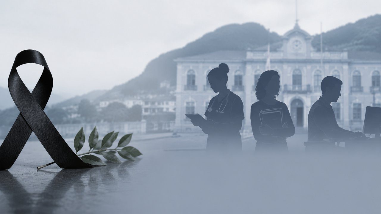 Montagem reúne seis notas de pesar publicadas pela Prefeitura de Nova Friburgo pela morte de servidores municipais.