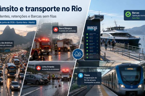 Painel oficial das Barcas Rio indicando operação normal e ausência de filas em oito terminais nesta quinta-feira.