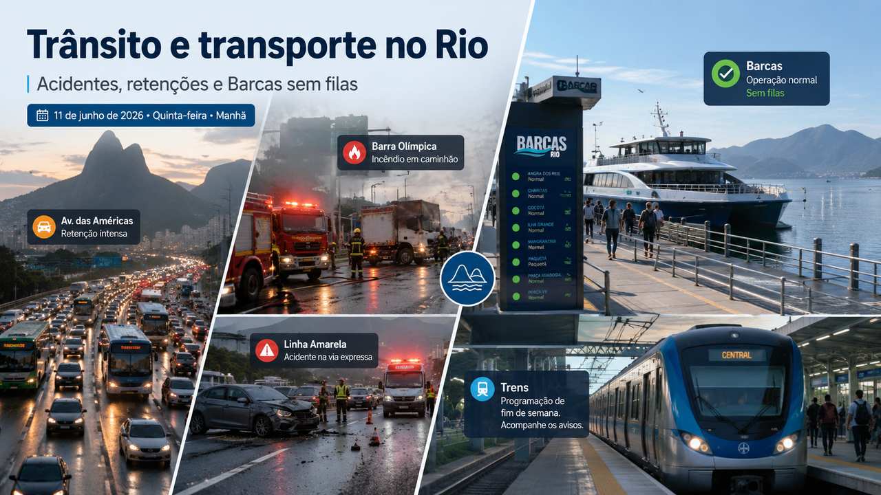 Painel oficial das Barcas Rio indicando operação normal e ausência de filas em oito terminais nesta quinta-feira.