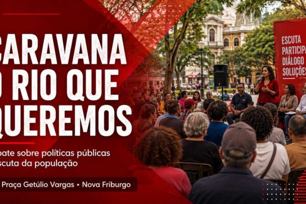 Divulgação da Caravana O Rio que Queremos, com atividade marcada na Praça Getúlio Vargas, em Nova Friburgo.