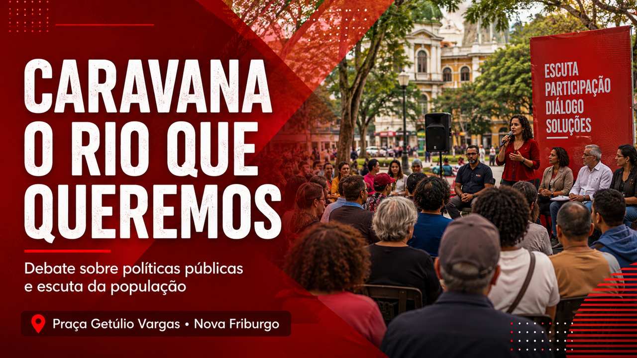 Divulgação da Caravana O Rio que Queremos, com atividade marcada na Praça Getúlio Vargas, em Nova Friburgo.