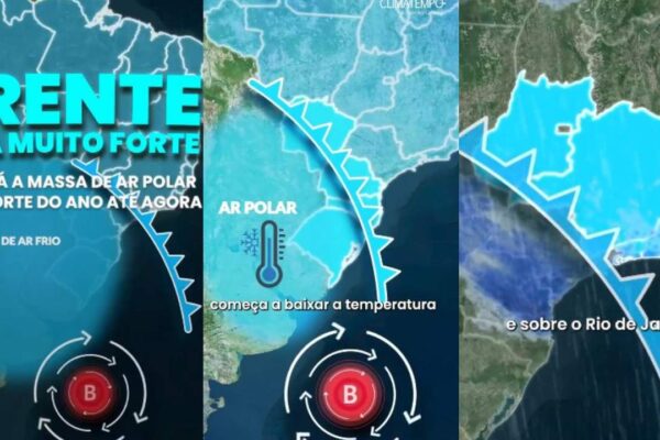Frente fria forte no Rio de Janeiro: massa de ar polar e queda de temperatura.